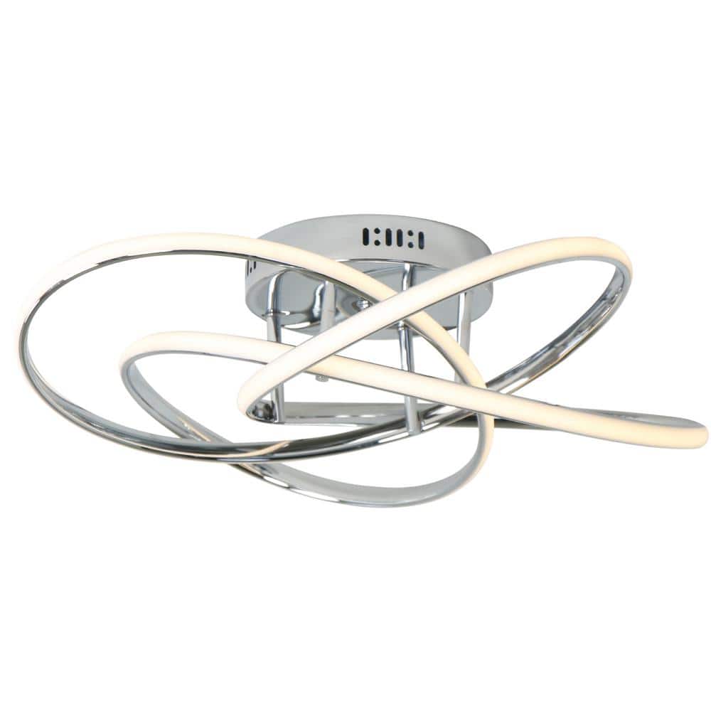 23 in. 1-Light Chrome Integrated LED Triac Dimmable Semi-Flush Mount Ceiling Light for Dining Room Bedroom - Hercitys