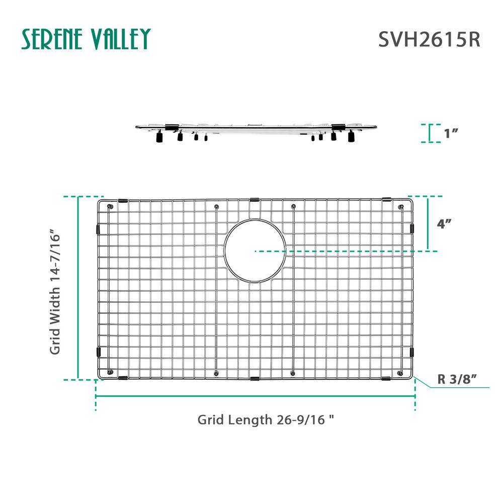 25.98-in x 14.49-in Rear Drain Heavy-Duty Stainless Steel Sink Grid SVH2615R - Hercitys