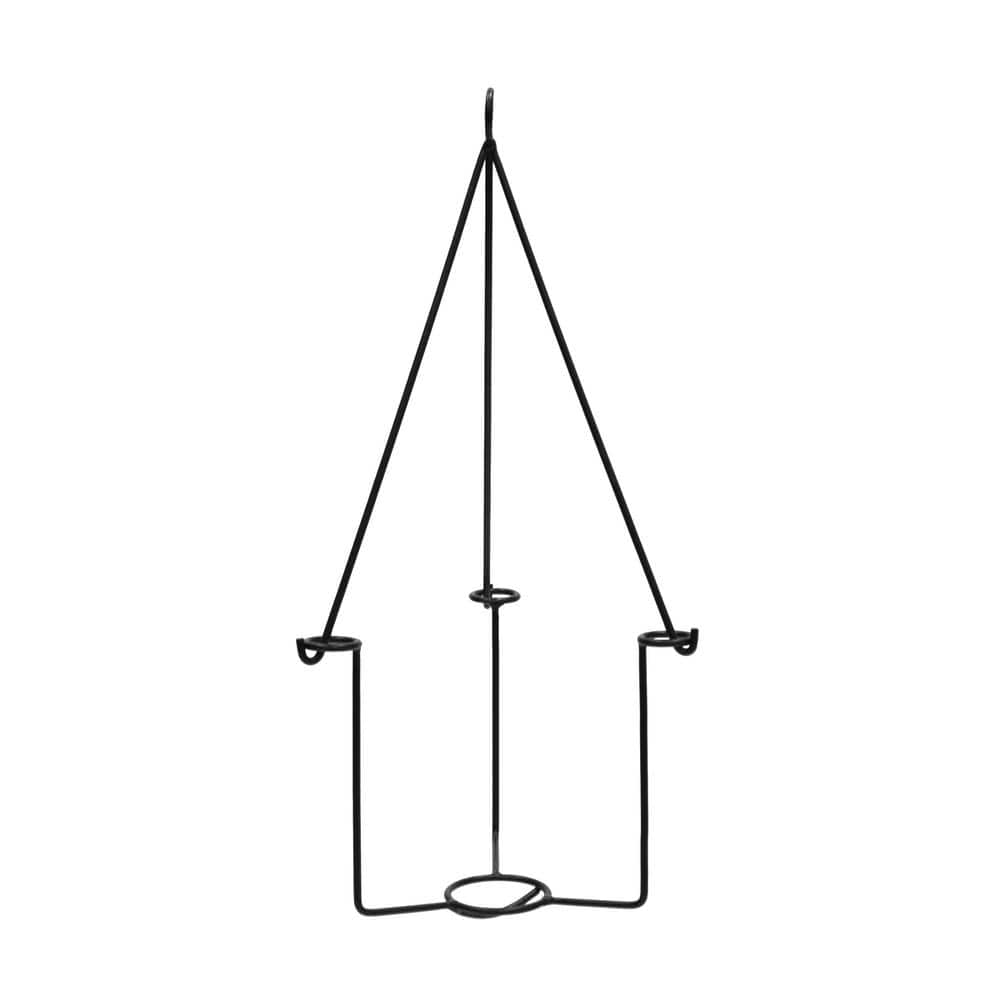 22.5 in. H Black Wrought Iron Indoor Outdoor Vera Hanging Planter w/Cylindrical French Blue Galvanized Steel Pot - Hercitys