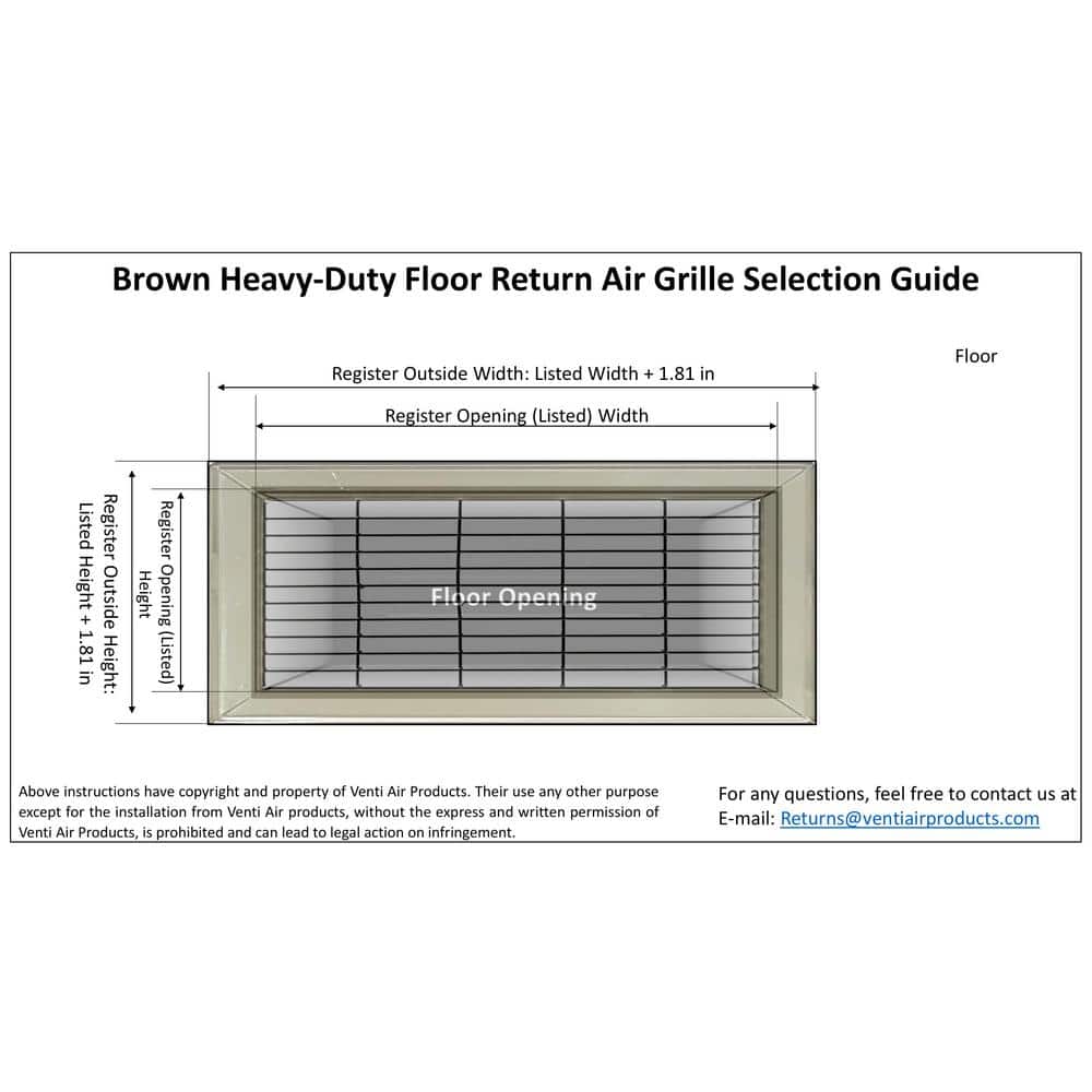 12 in. Wide x 06 in. High Rectangular Floor Return Air Grille of Steel for Duct Opening 12 in. W x 06 in. H - Hercitys