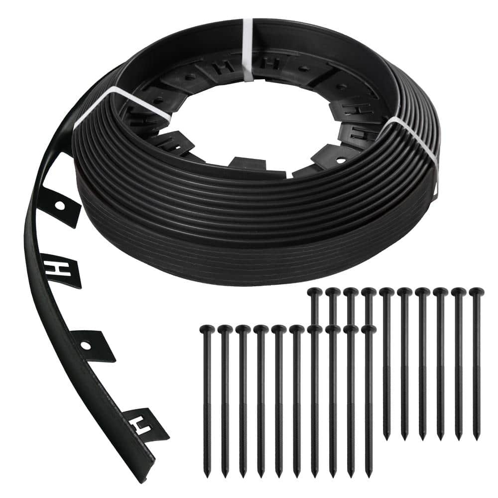 50 ft. x 1.5 in. No Dig Black Plastic Edging Landscape Kit Dig-Free - Hercitys