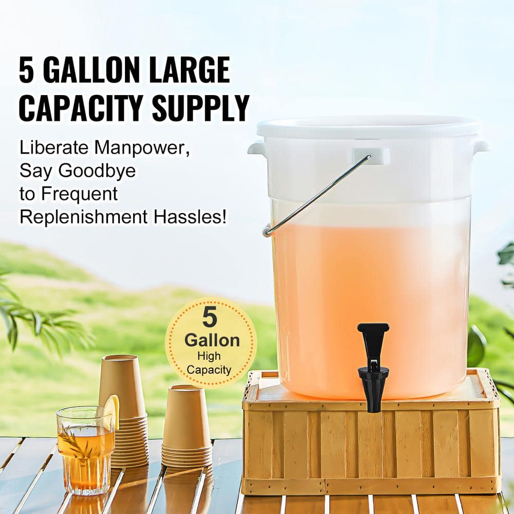 5 Gal. Beverage Dispenser, Plastic Drink Dispenser with Spigot and Lid, Iced Tea, Lemonade, Juice, Water Dispenser - Hercitys