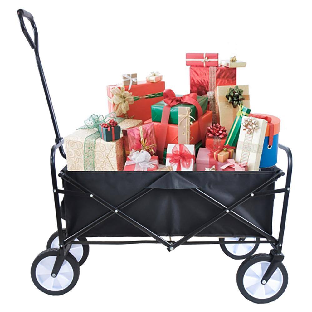 4.75 cu. ft. Steel Folding Black Wagon Shopping Beach Garden Cart - Hercitys