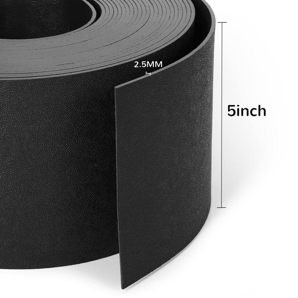 5 in. W Black Plastic Garden Landscape Edging, Border Coil (100 ft. with 30-Pieces Stakes) - Hercitys