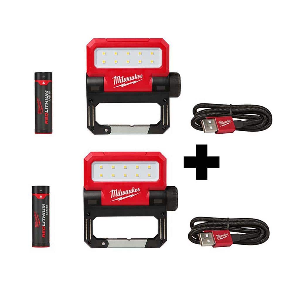 550 Lumens LED REDLITHIUM USB Pivoting Flood Light (2-Pack) - Hercitys