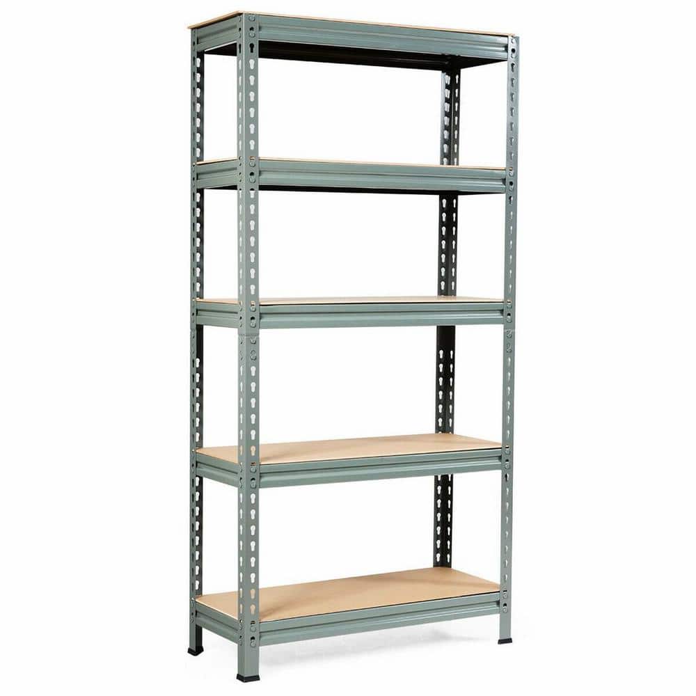 30 in. W x 60 in. H x 12 in. D Gray Heavy Duty 5-Tier Steel Adjustable Boltless Garage Storage Shelving Unit - Hercitys