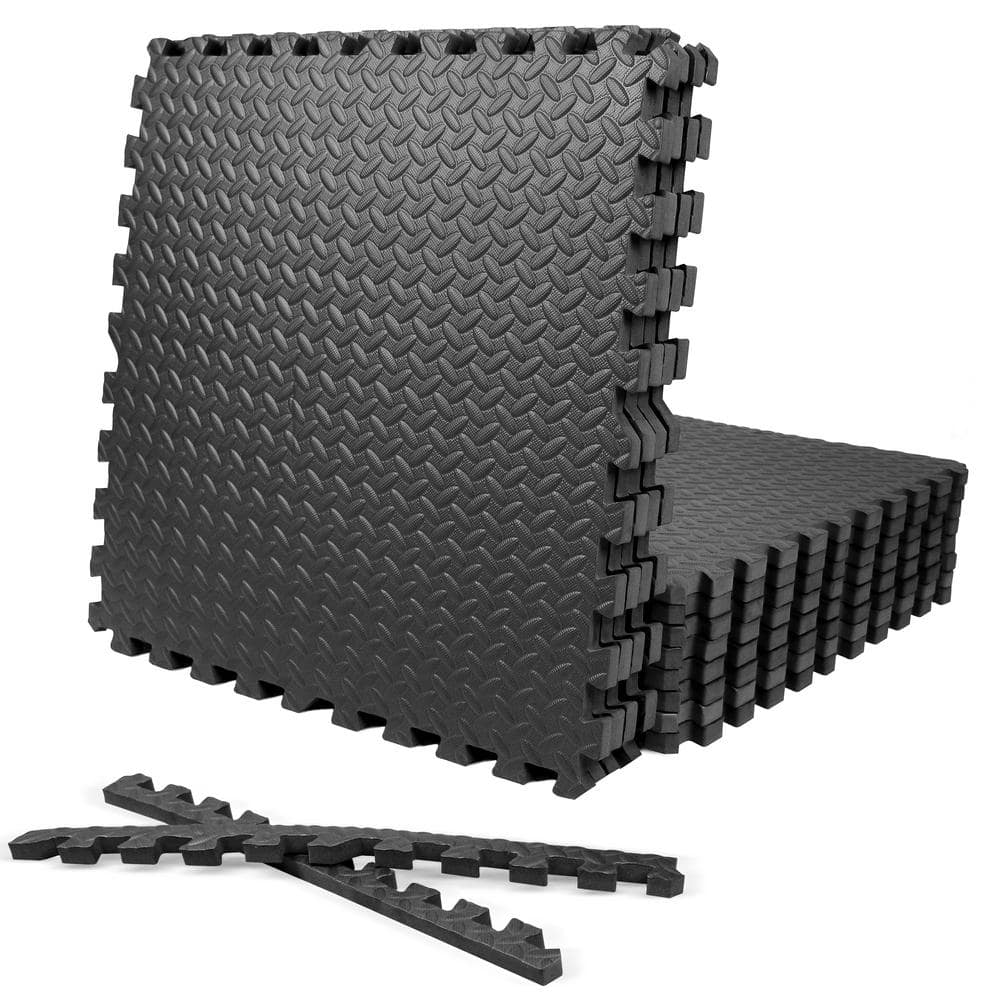 24 in. x 24 in. x 3/4 in. Extra Thick Interlocking Puzzle Exercise Mat for Home and Gym Equipment (48 sq. ft.) - Hercitys