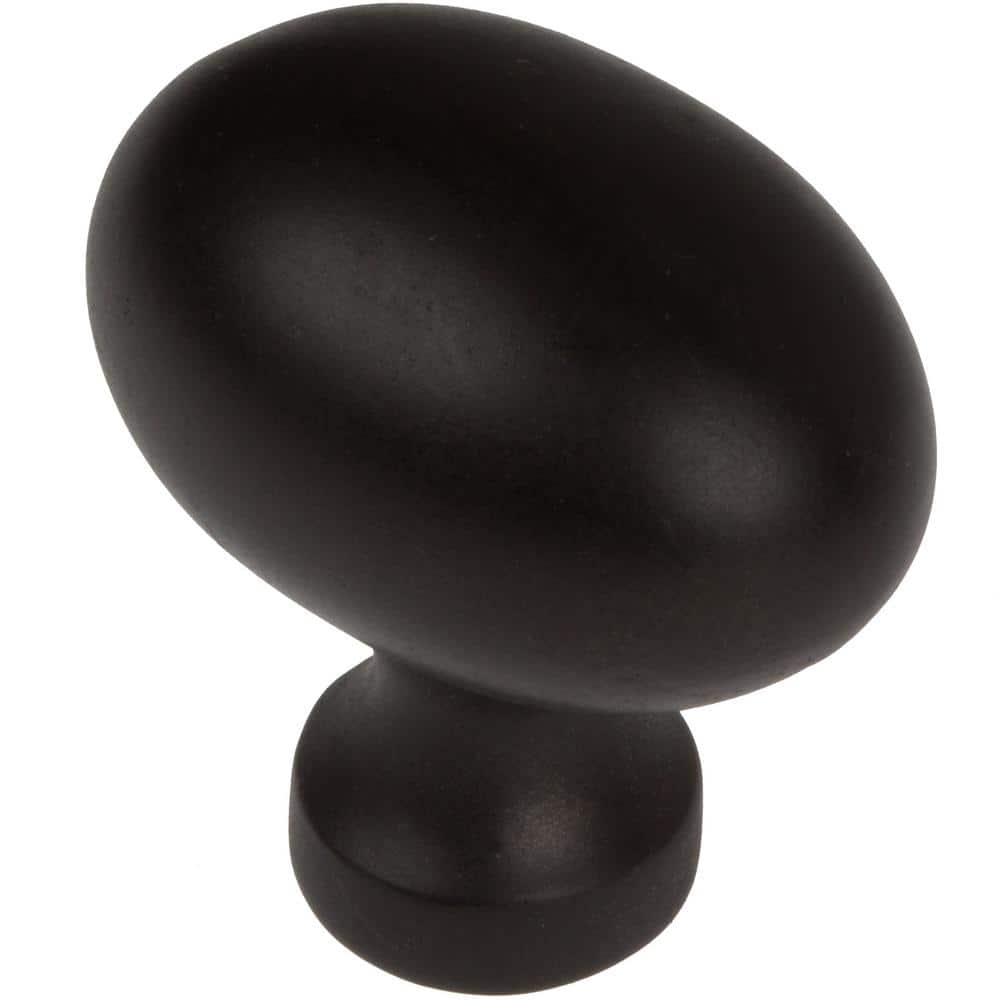 1-1/8 in. Dia Matte Black Classic Oval Cabinet Knob (10-Pack) - Hercitys