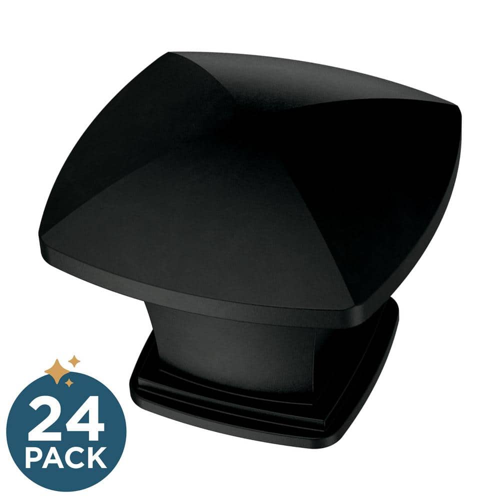 24-Pack Soft Square 1-1/4 in. (32 mm) Classic Matte Black Square Cabinet Knobs - Hercitys