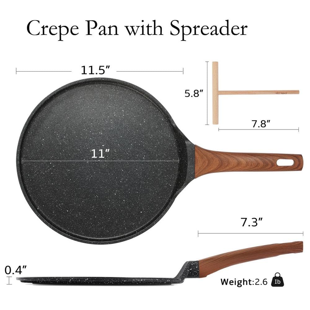 11 in. Aluminum Sturdy and Durable Eco-Friendly Nonstick Granite Coating Crepe Pan Spreader Bakelite Handle - Hercitys