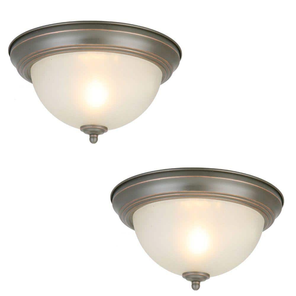 11 in. 1-Light Oil Rubbed Bronze Flush Mount (2-Pack) - Hercitys