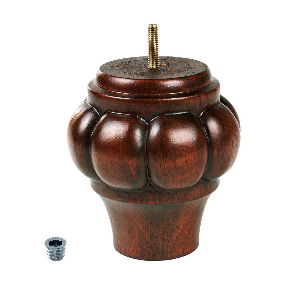 5 in. x 4-1/2 in. Stained Cherry Solid Hardwood Round Sofa Leg - Hercitys