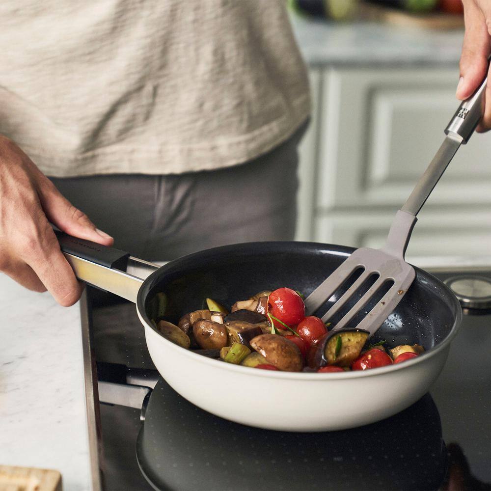 11 in. Ivory Stainless Steel Ceramic Coated Nonstick Frying Pan - Hercitys