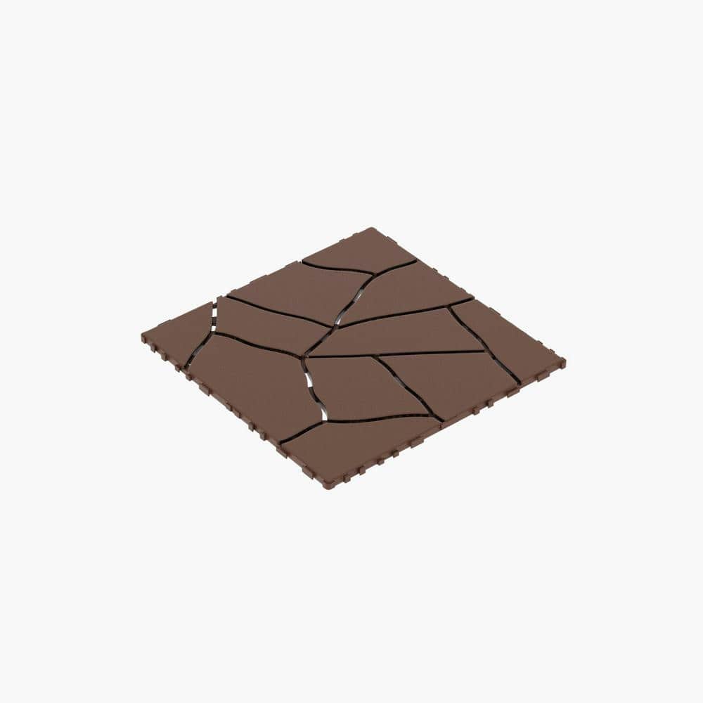 12 in. x 0.75 in. x 44 sq. ft. Red Brown DIY Module Interlocking Decking Tiles Floor Tile, for Porch Poolside (44-Pack) - Hercitys