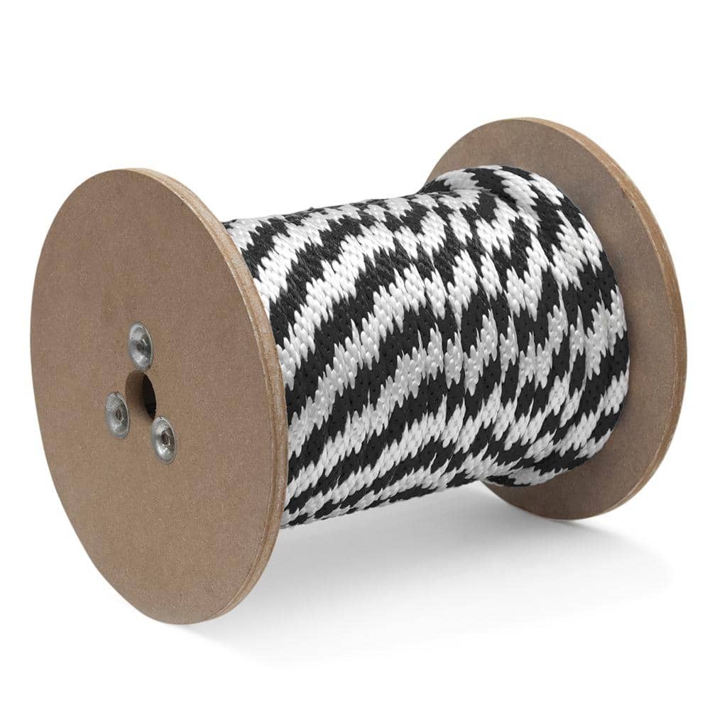 5/8 in. x 200 ft. Polypropylene Multi-Filament Solid Braid Derby Rope, Black/White - Hercitys