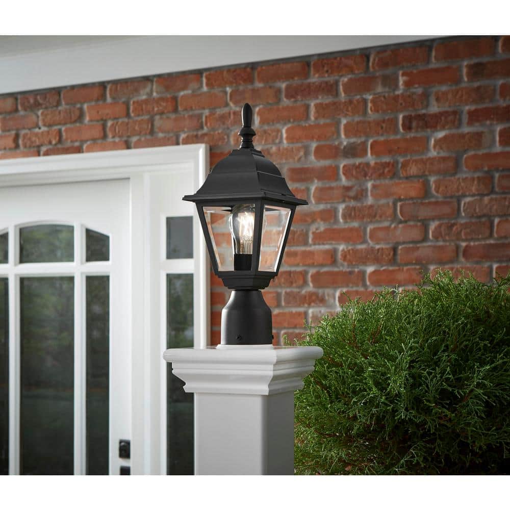 1-Light Black Steel Line Voltage Outdoor Weather Resistant Post Light with No Bulb Included - Hercitys