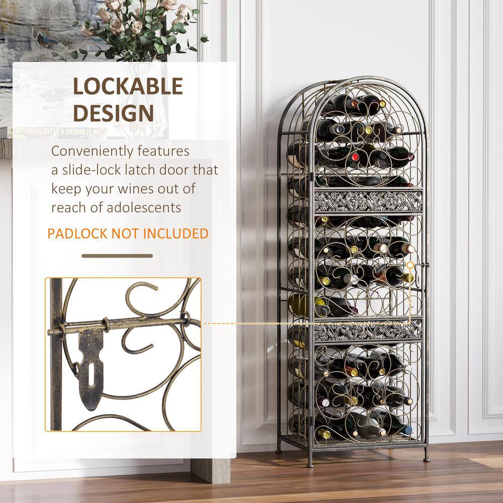 45 Bottle Wrought Iron Wine Rack Jail with Lock - Hercitys