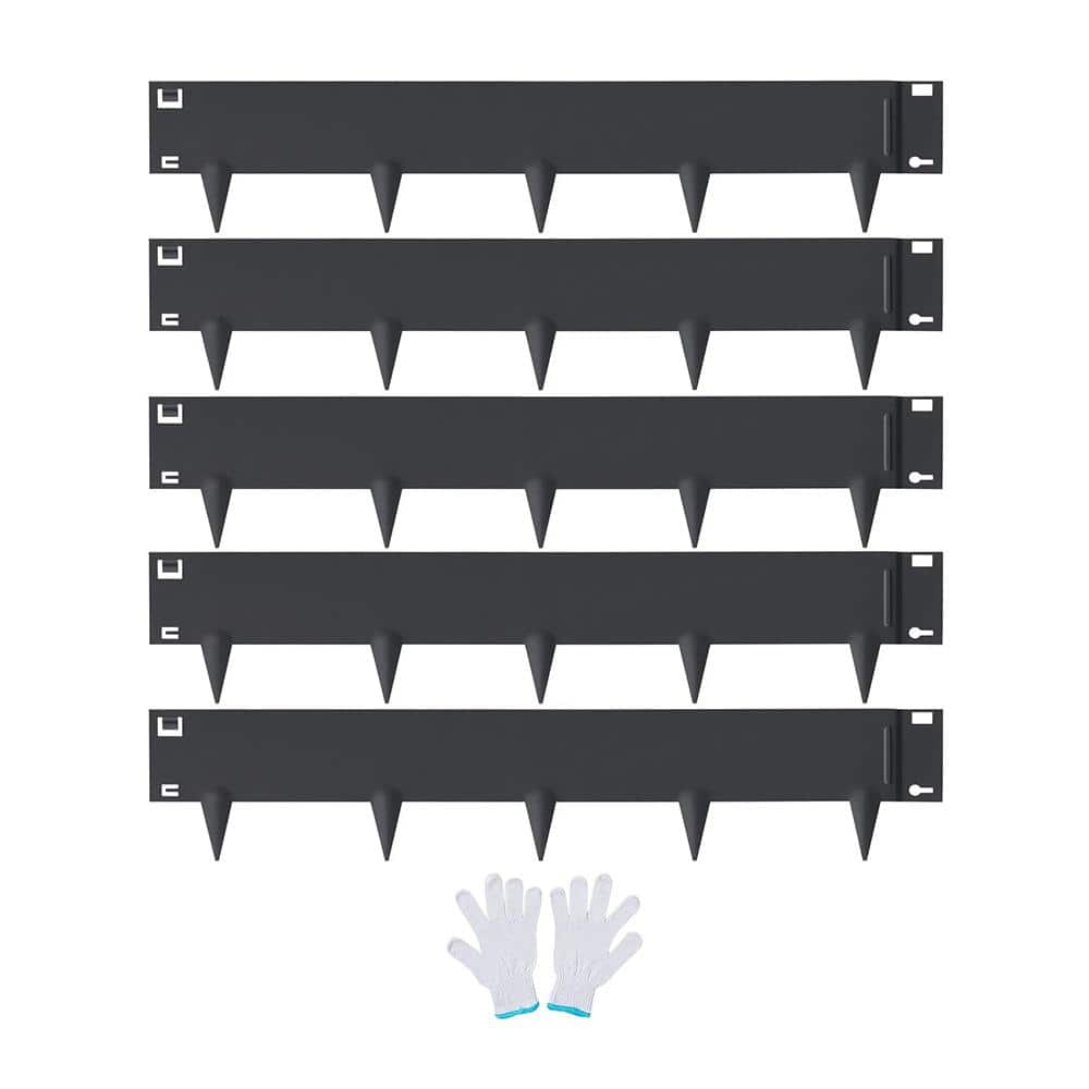 39 in. L x 4 in. H x 0.06 W Black Galvanized Steel Bendable Landscape Edging Borders for Yard, Garden, Lawn (5-Pack) - Hercitys