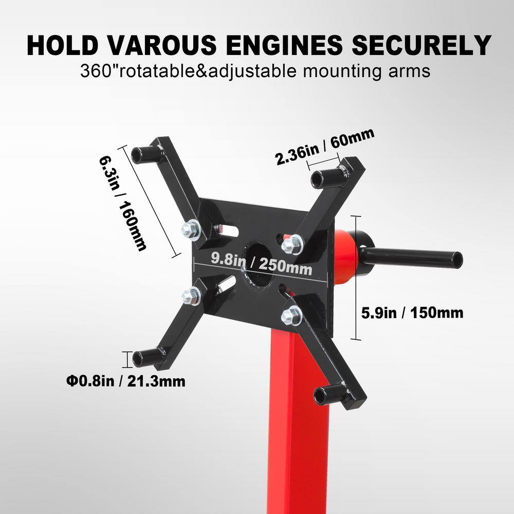 1,500 lbs. Engine Stand with 360-Degree Rotatable Head and Foldable Frame - Hercitys