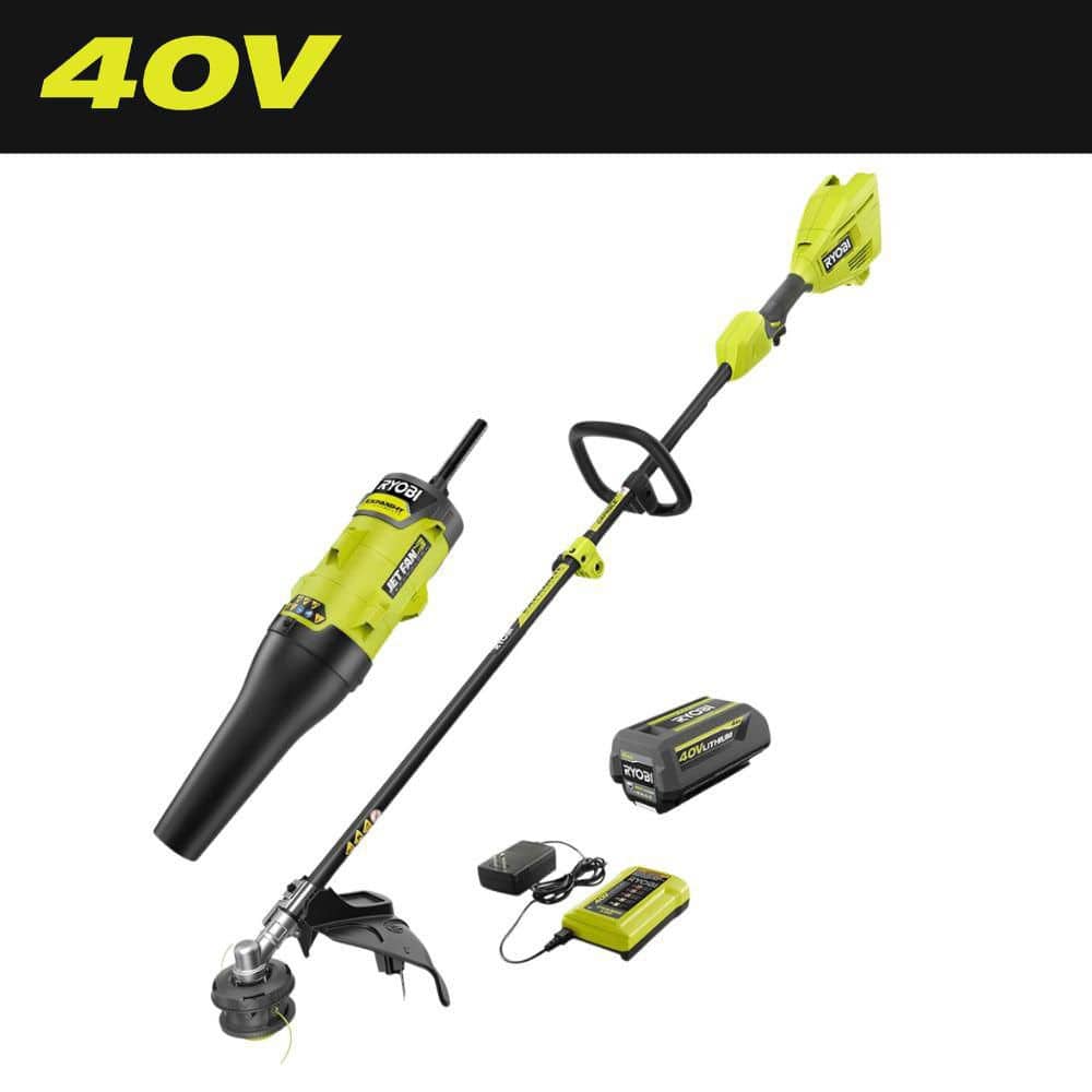 40V 15 in. Expand-It Cordless Battery Attachment Capable String Trimmer & Blower Attachment w/ 4.0 Ah Battery & Charger - Hercitys