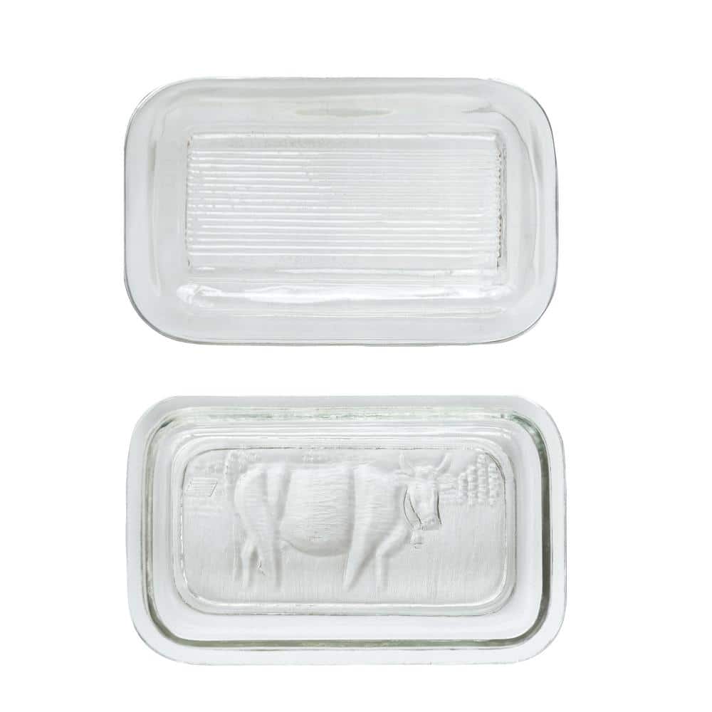 4 oz. Clear Embossed Glass Butter Dish (Set of 1) - Hercitys
