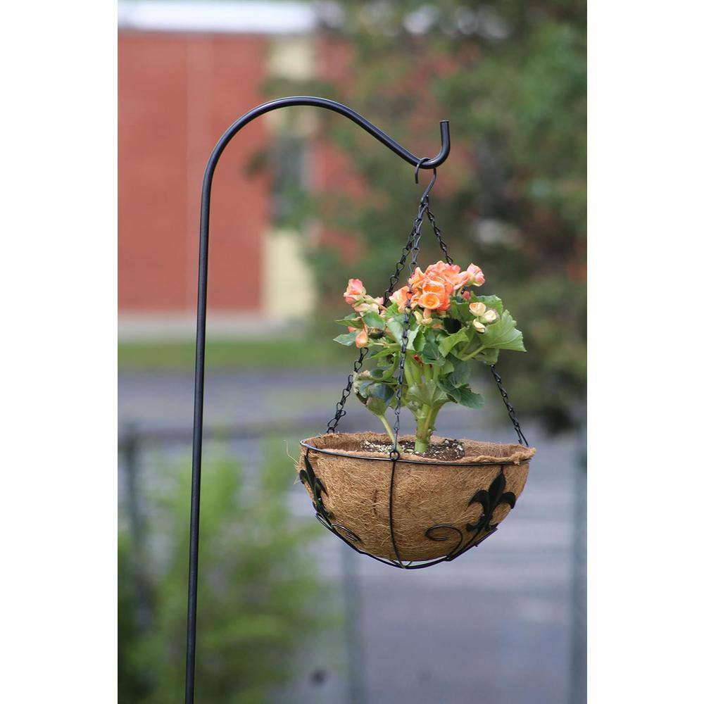 12 in. Metal Coco Liner Plant Hanger Basket and Floral Design Hanging Flower Planter Basket Ideal for Fences, 2 Pack - Hercitys