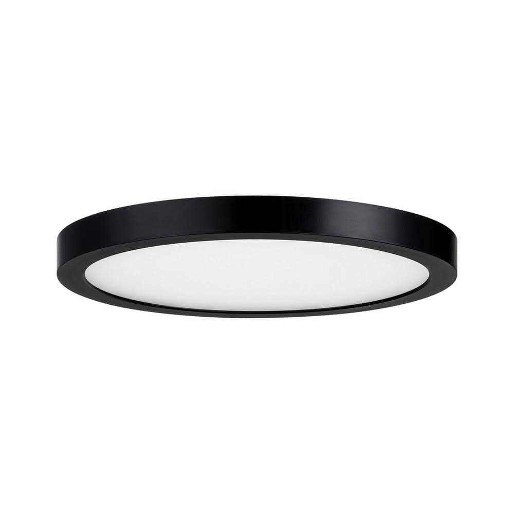 10 in. 20-Watt Modern Black Integrated LED Flush Mount with Clear Shade - Hercitys