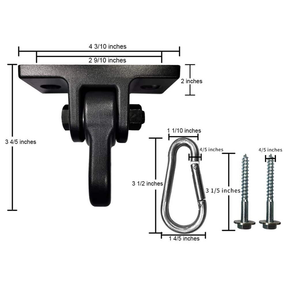 5000 lb. Capacity Heavy Duty Swing Hangers with Screws Bolts for Playground Porch Yoga Seat Trapeze, Black (4-Pack) - Hercitys