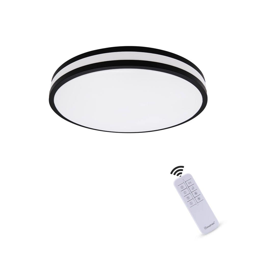 13 in. Flush Mount with Plastic Shade Integrated LED Ceiling Light 4000K with Microwave Sensor and Remote - Hercitys