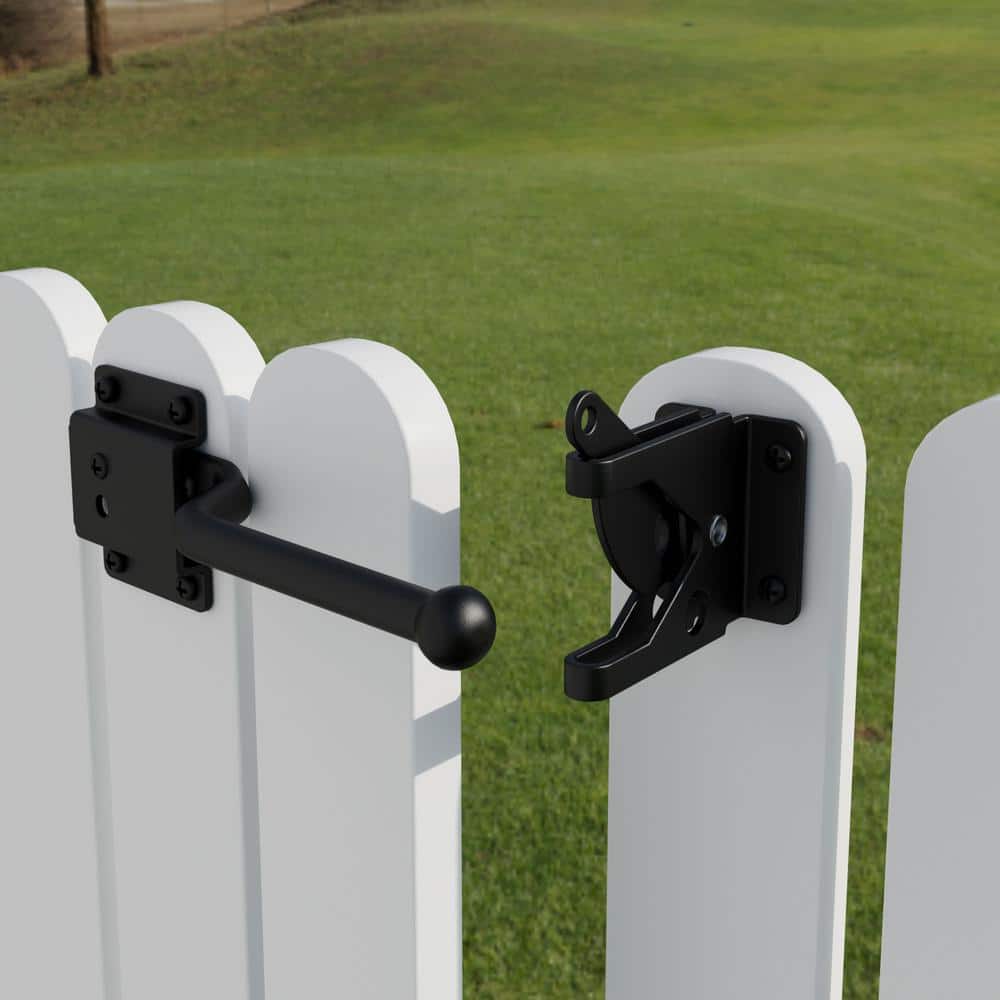 5.8 in. Black Iron Self-Adjusting Gate Latch with Screws - Hercitys