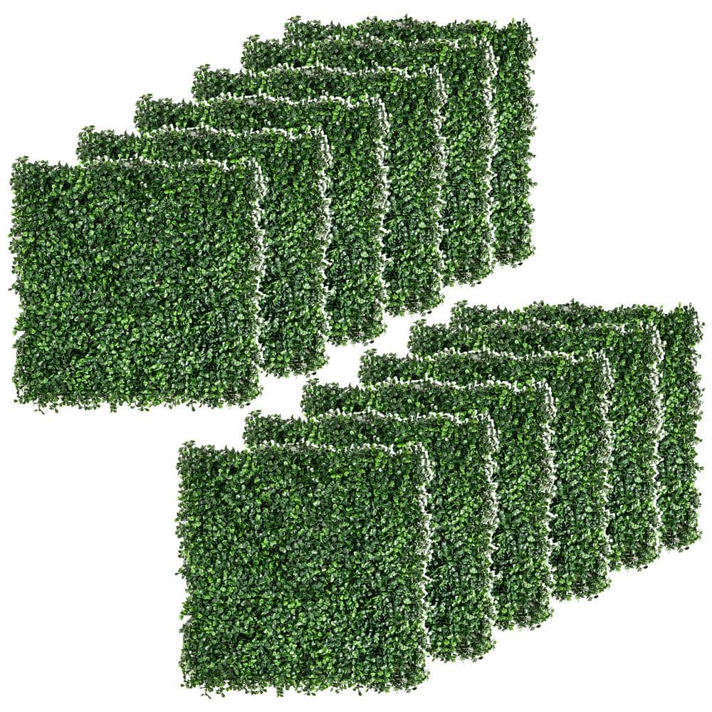 12 PCS 20 ft. x 20 ft. Boxwood Panels Topiary Wall Green Artificial Grass Not Cut to Length - Hercitys