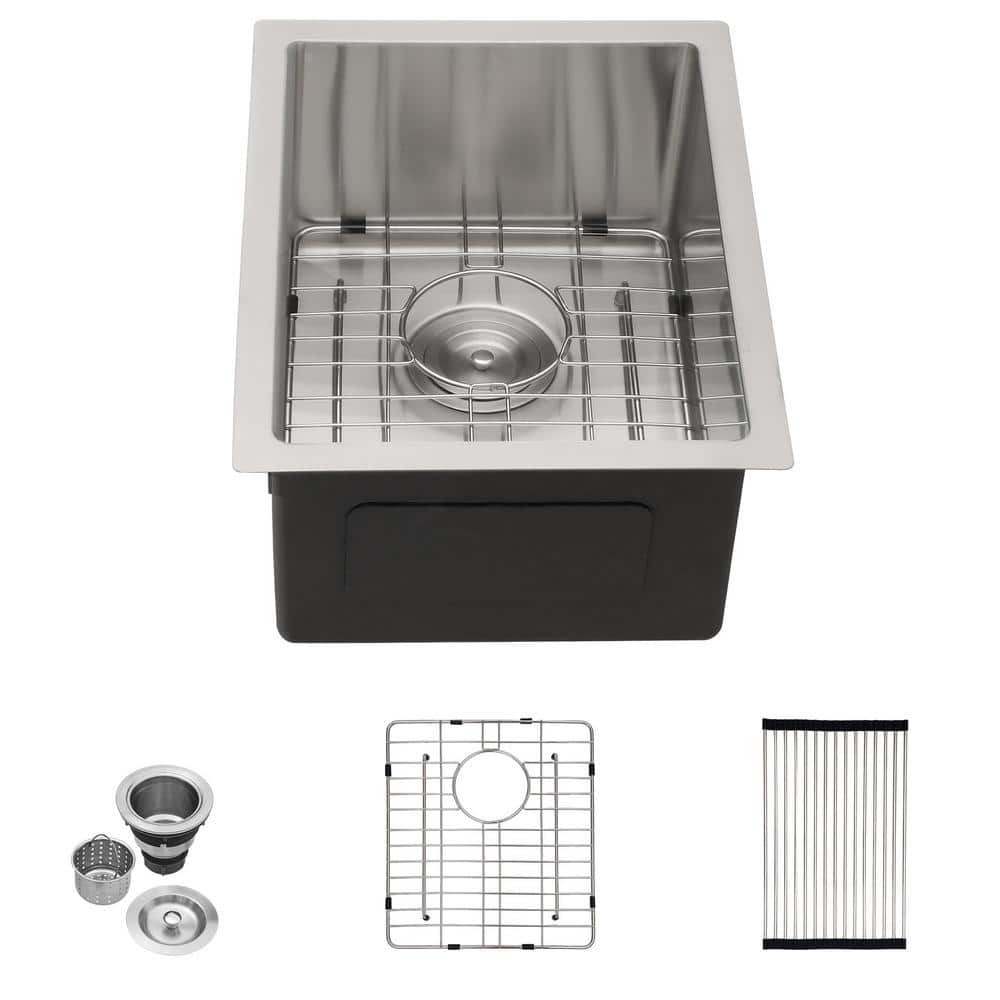 14 in.x 18 in.Undermount Sink Single Bowl 18-Gauge Stainless Steel Topmount Bar Sink - Hercitys