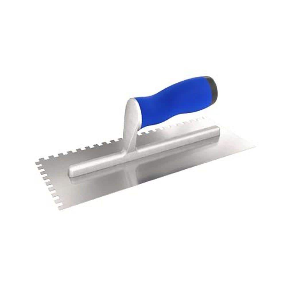 11 in. x 4-1/2 in. Square-Notched Margin Trowel with Notch Size 1/2 in. x 1/2 in. with Comfort Grip Handle - Hercitys