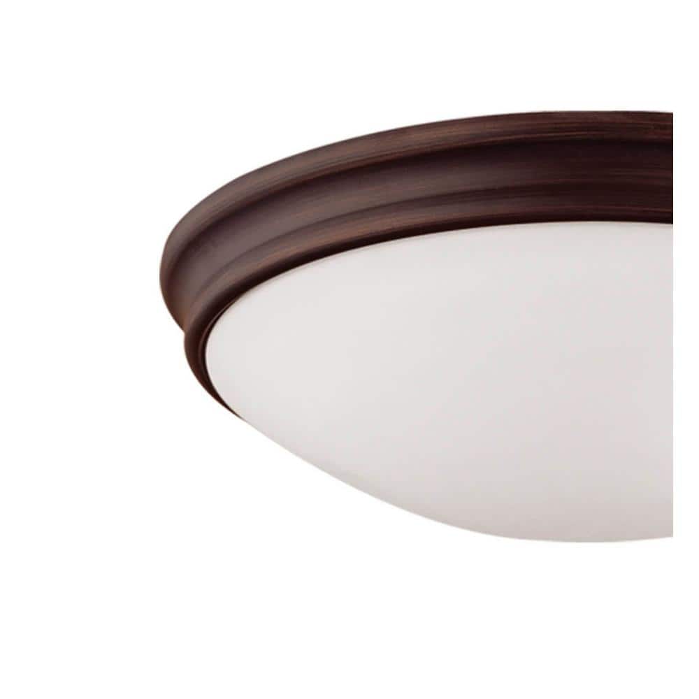 10 in. W 1-Light Rubbed Bronze Bowl Ceiling Fixture with Glass Shade Flush Mount - Hercitys