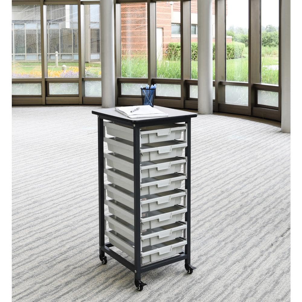 20 in. x 37 in. Mobile Bin Storage Cart Single Row and Single Bin in Black Frame - Hercitys