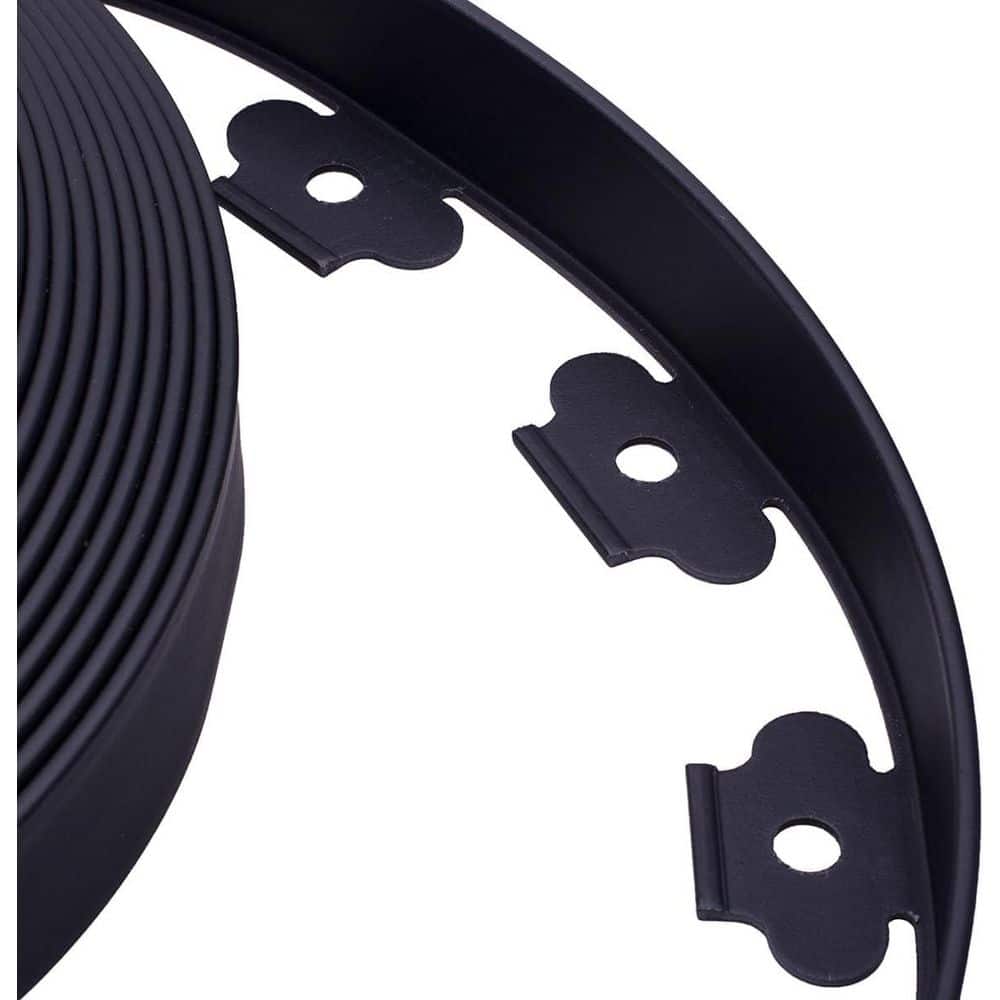 100 ft. Lawn Edging Kit with 60 Stakes, 1.5 in. Tall, Black - Hercitys