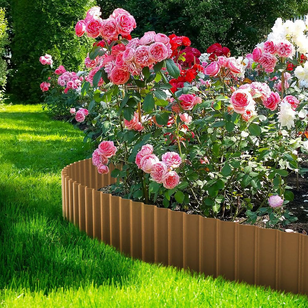 10″ x 20′ Brown Corrugated Metal Garden Edging Landscape Edging Border for Lawn Flower Bed Garden Fence Paver Edging - Hercitys