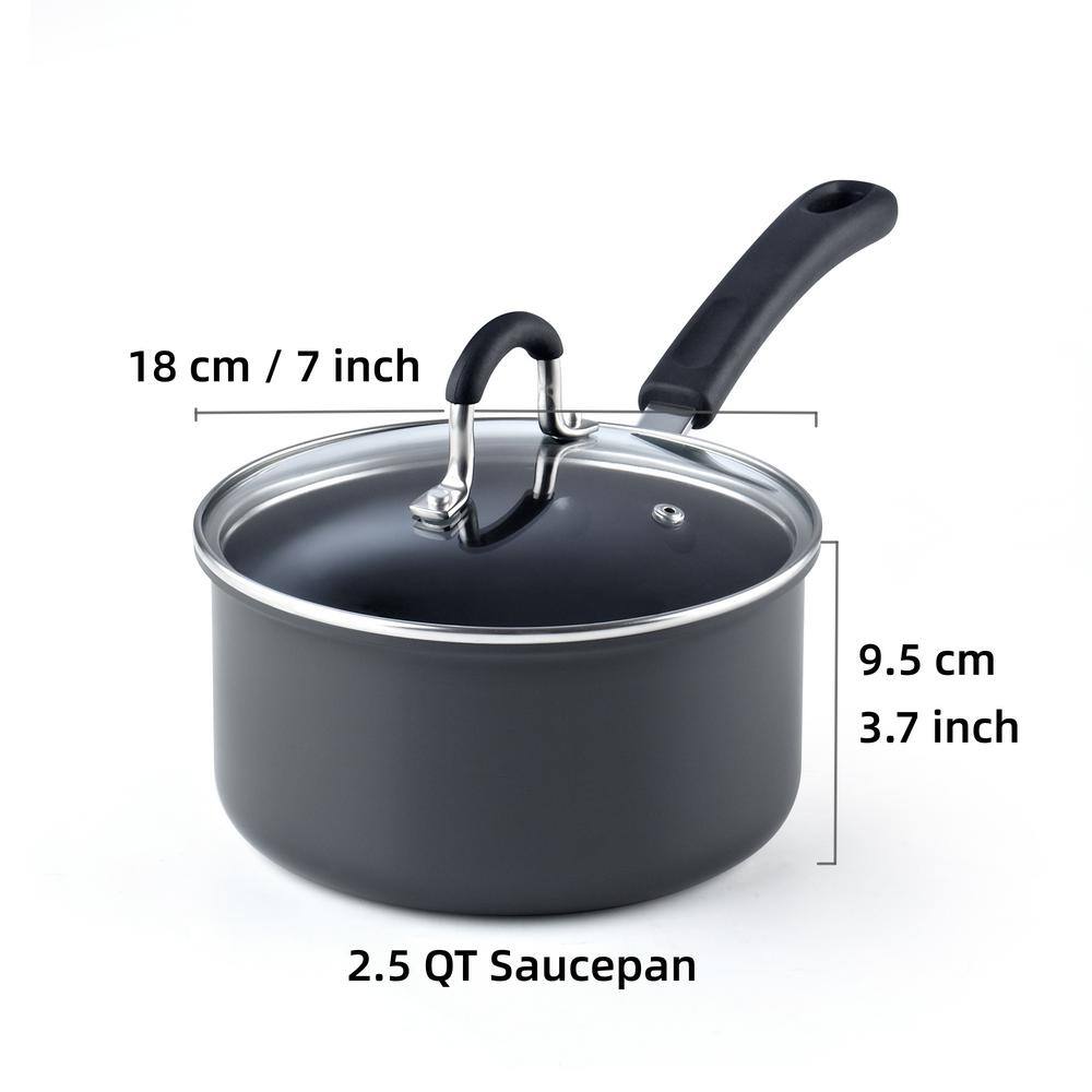 02633 2.5 qt./18CM, Black Hard Anodized Nonstick Saucepan - Hercitys