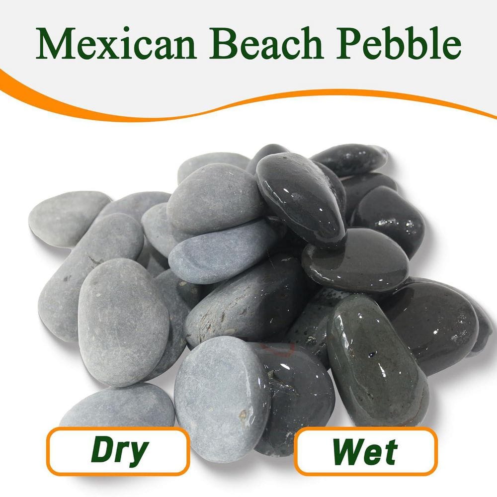 45 lbs. 2-3 in. Mexican Beach Pebbles Gray Natural River Rocks for Garden and Landscape Design Pathways Backyard - Hercitys