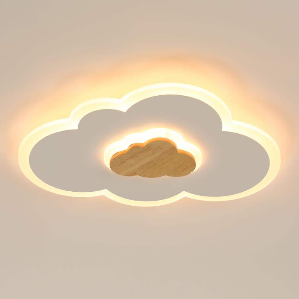 15.7 in. Modern Integrated LED Flush Mount Ceiling Light Dimmable Creative Cartoon Cloud-Shaped With Remote For Kid Room - Hercitys