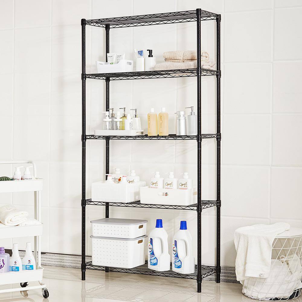 5 Tier Black Coating Utility Wire Shelving Unit 14 in. x 36 in. x 72 in. - Hercitys