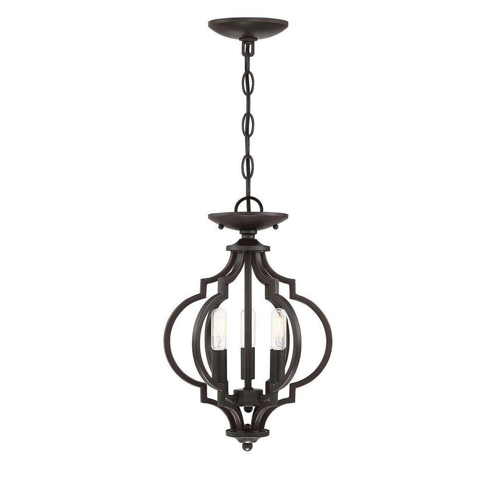 11 in. W x 16 in. H, 3-Light Ceiling Light in Oil Rubbed Bronze Semi- Flush Mount - Hercitys