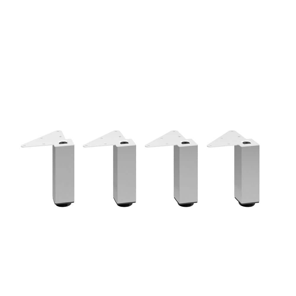 (4-Pack) 5 15/16 in. (150 mm) Stainless Steel Metal Square Furniture Leg with Leveling Glide - Hercitys