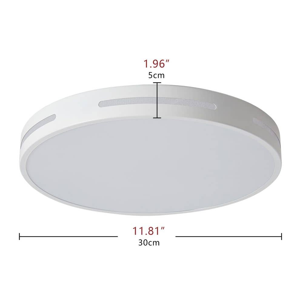 11.8 in. 1-Light LED Flush Mount Ceiling Light 24-Watt Close to Ceiling Light with PS Shade, White - Hercitys