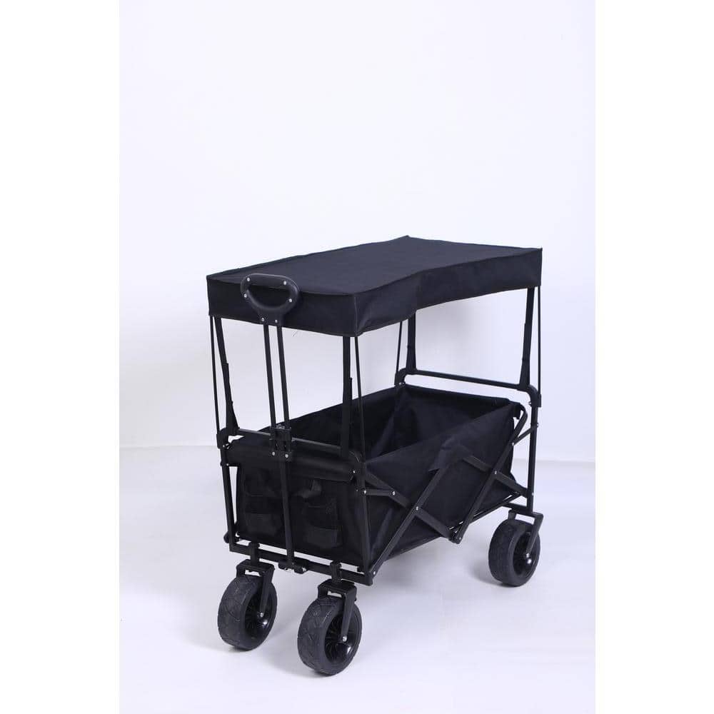4.67 cu. ft. Collapsible Wagon Camping Cart Garden Cart 600D Oxford Fabric with Removable Canopy Garden Cart - Hercitys