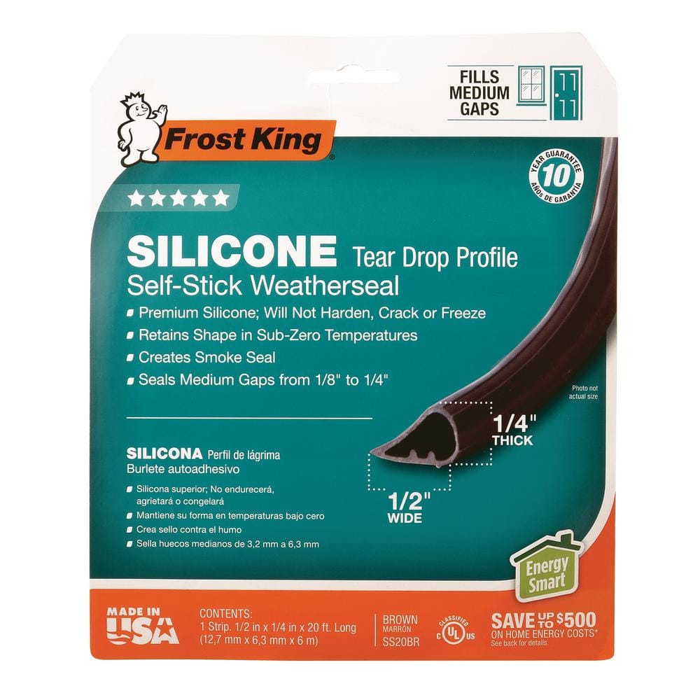 1/2 in. x 1/4 in. x 20 ft. Brown Silicone Self-Stick Weatherseal - Hercitys