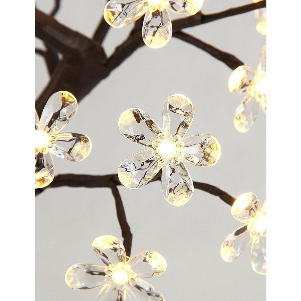 1.5 ft. 3-Watt Crystal Clear Flower Bonsai Artificial Christmas Tree with 36 Warm White LED Lights - Hercitys