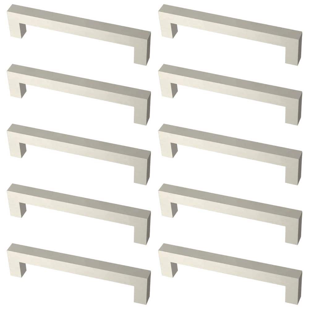 10-Pack Simple Modern Square 5-1/16 in. (128 mm) Modern Cabinet Drawer Pulls in Stainless Steel - Hercitys