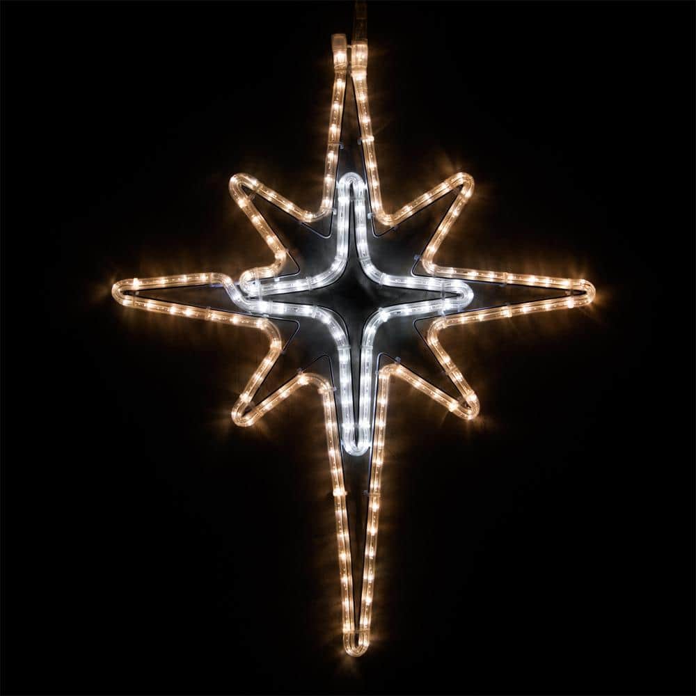28 in. 149-Light LED Warm and Cool White Hanging Bethlehem Star with Cross Center - Hercitys