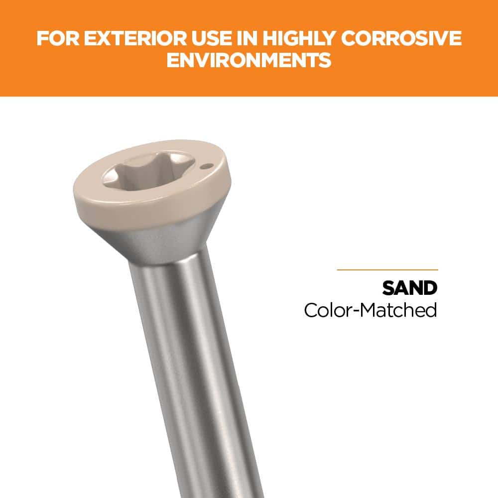 1-5/8 in. #8 316 Stainless Steel Sand Premium Star Drive Trim Screws (100-Count) - Hercitys